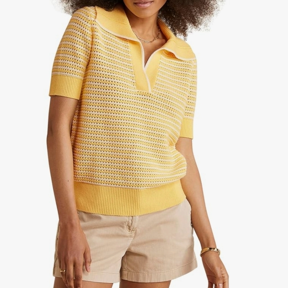 NWT Vineyard Vines Sunny Yellow Polo Sweater - Picture 3 of 5